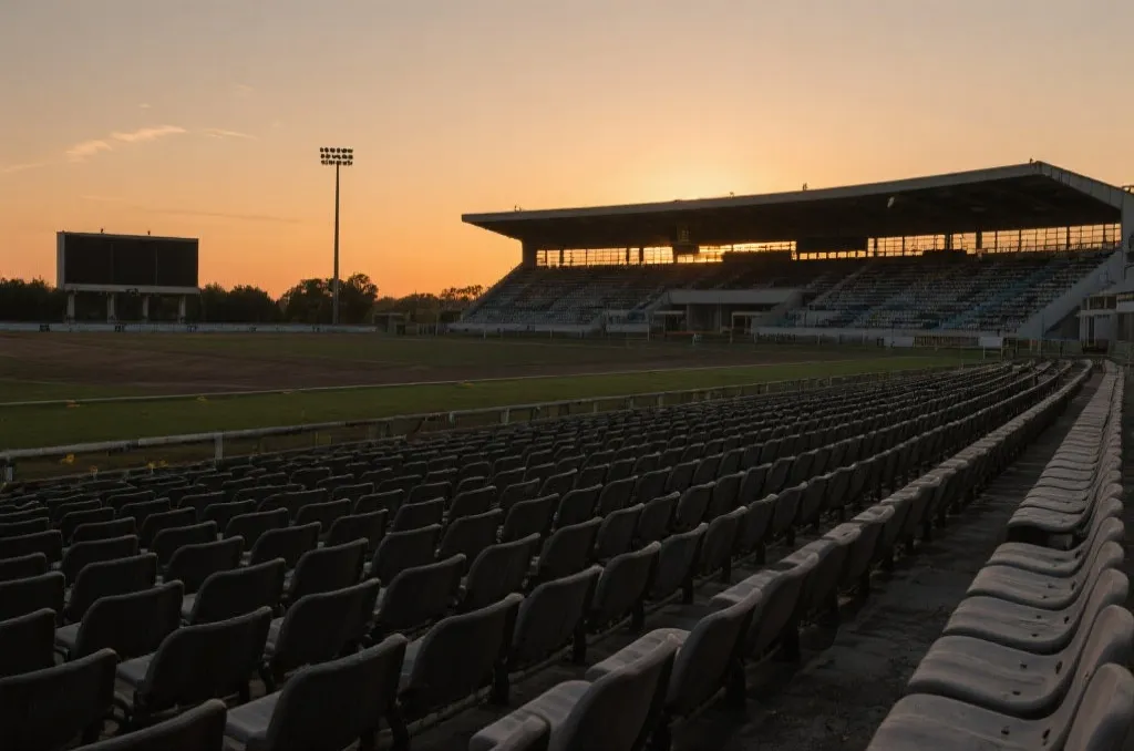 空旷看台与被遗忘的体育场走廊